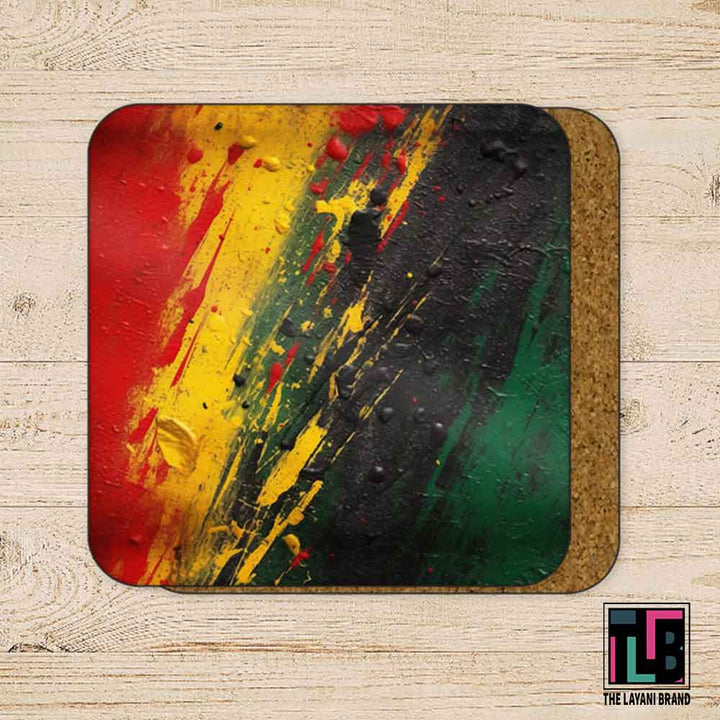 Abstract Red Green Yellow Black Coasters - Mix and Match