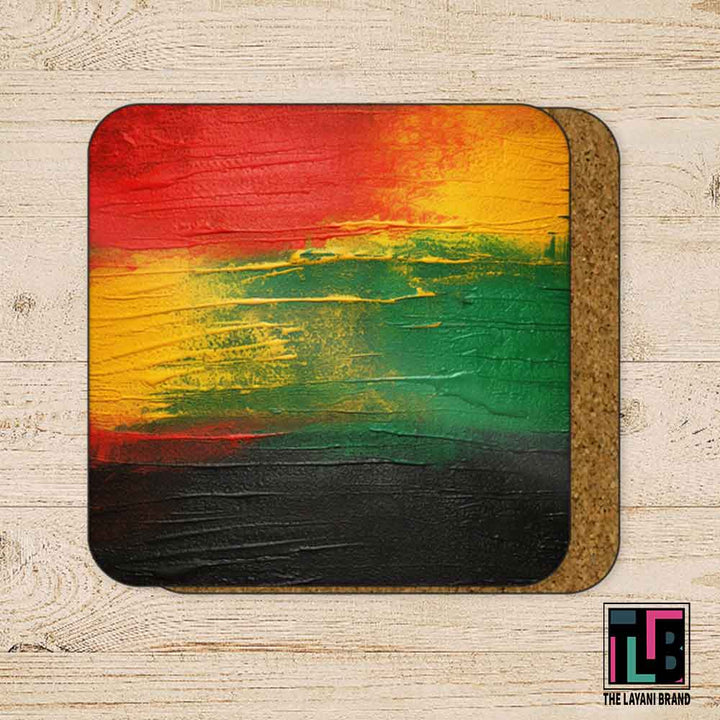 Abstract Red Green Yellow Black Coasters - Mix and Match