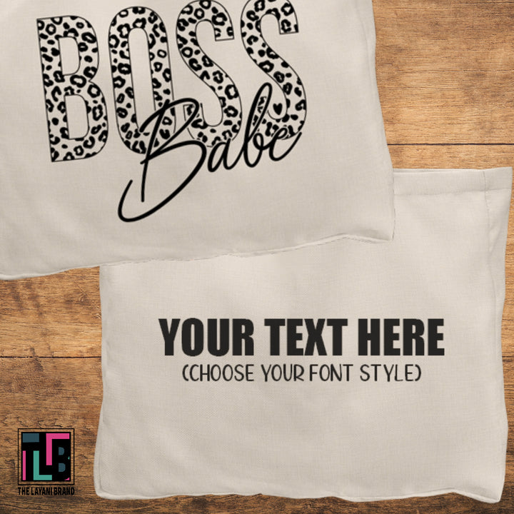 Boss Babe Animal Print Linen Tote Bag