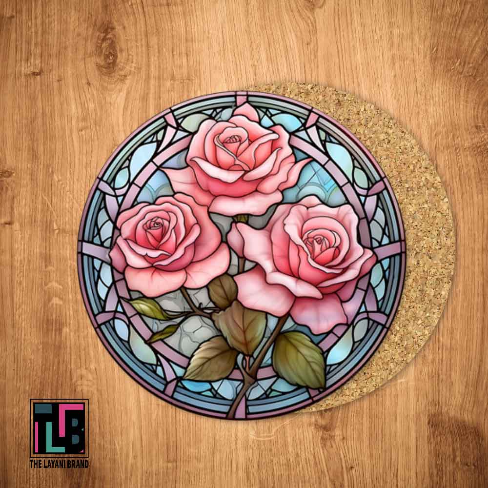 Faux Stained Glass Flowers Coaster - Mix and Match Styles - Set of 4