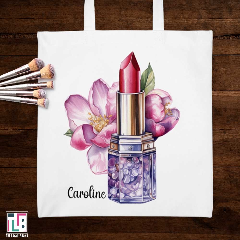 Lipstick and Flowers Beauty Tote Bag
