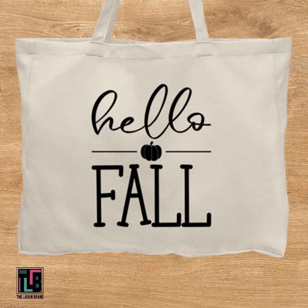 Hello Fall Pumpkin Linen Tote Bag