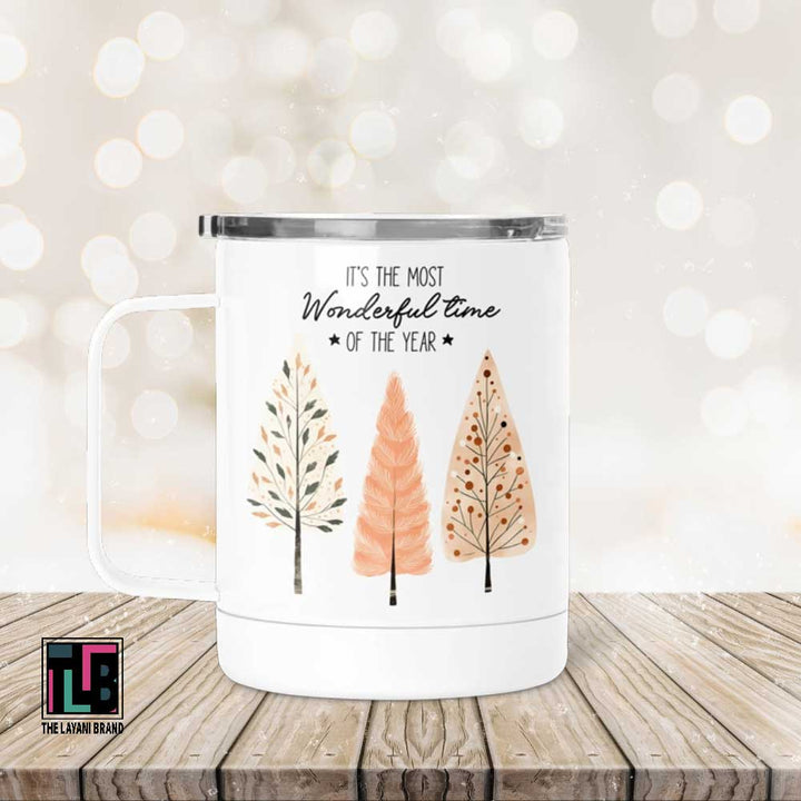 It's The Most Wonderful Time Of The Year Three Trees Stainless Steel Mug