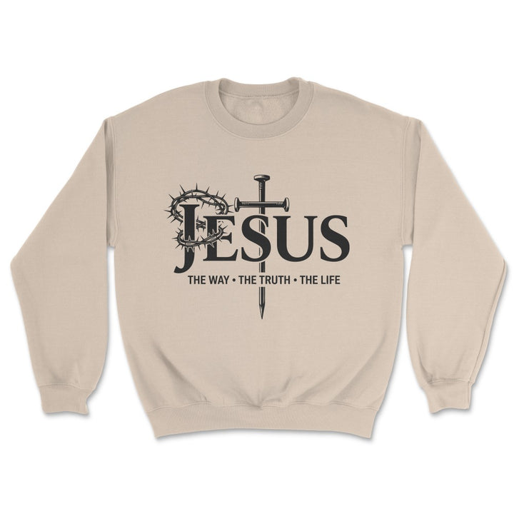 Jesus The Way The Truth The Life Crown Nails Crew Sweatshirt