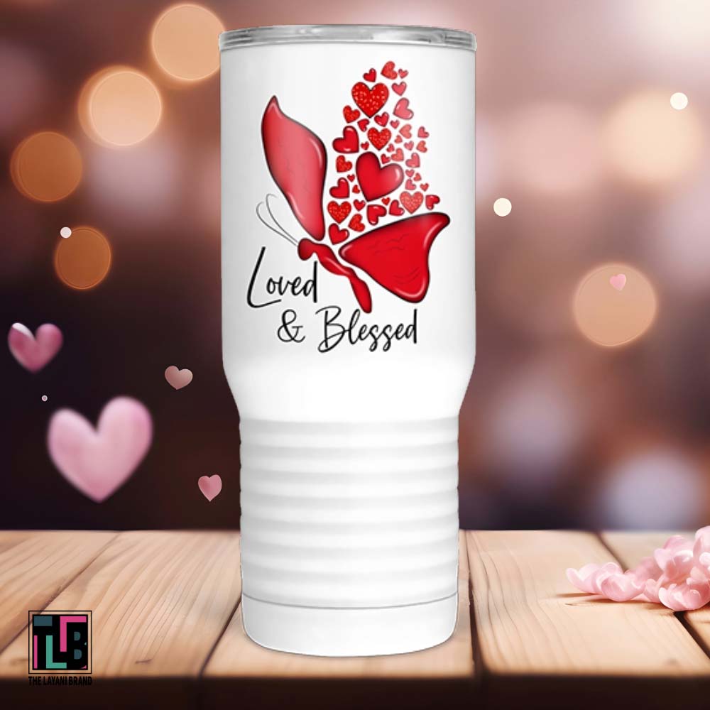 Loved and Blessed Valentine Butterfly Tumbler