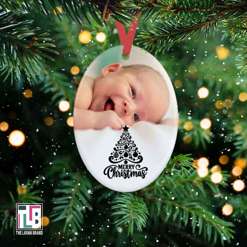 Merry Christmas Tree Oval Acrylic Ornament