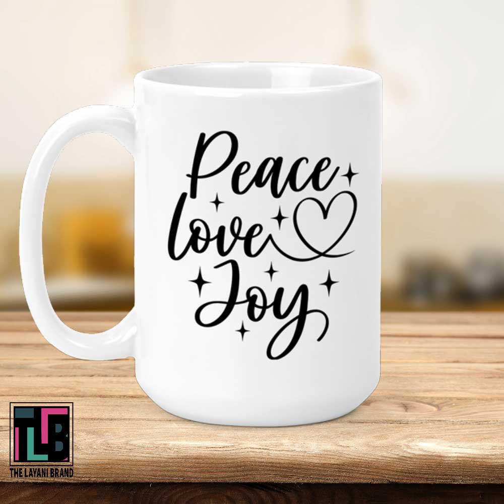 Peace Love Joy Heart Ceramic Mug