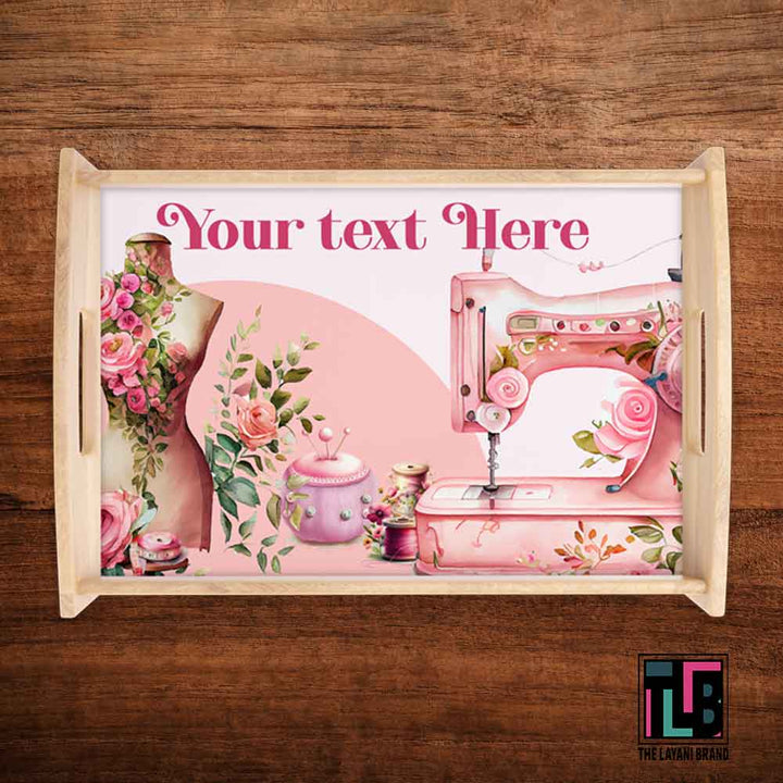 Pink Watercolor Seamstress Serving Tray