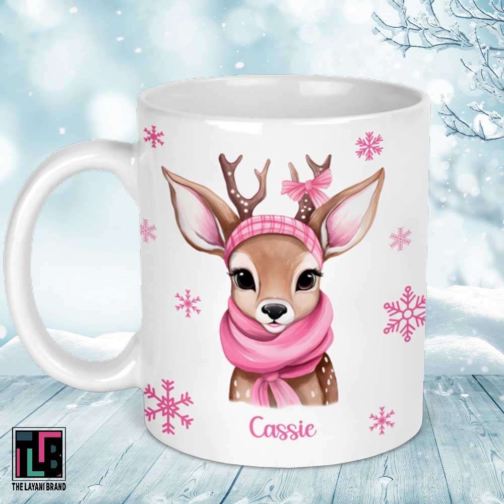 Pink Winter Reindeer Ceramic Mug