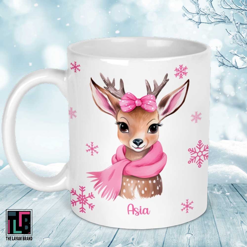Pink Winter Reindeer Ceramic Mug