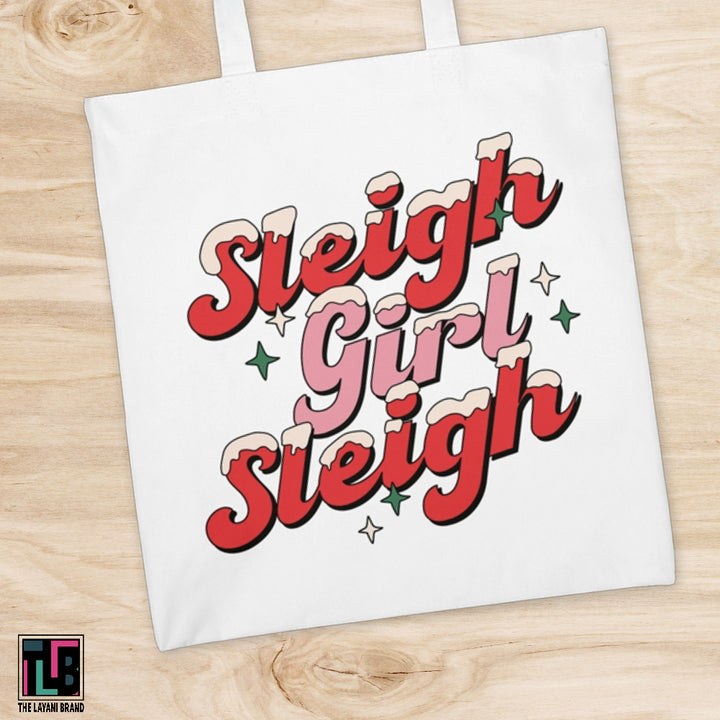 Sleigh Girl Sleigh Snowcaps Retro Holiday Tote Bag