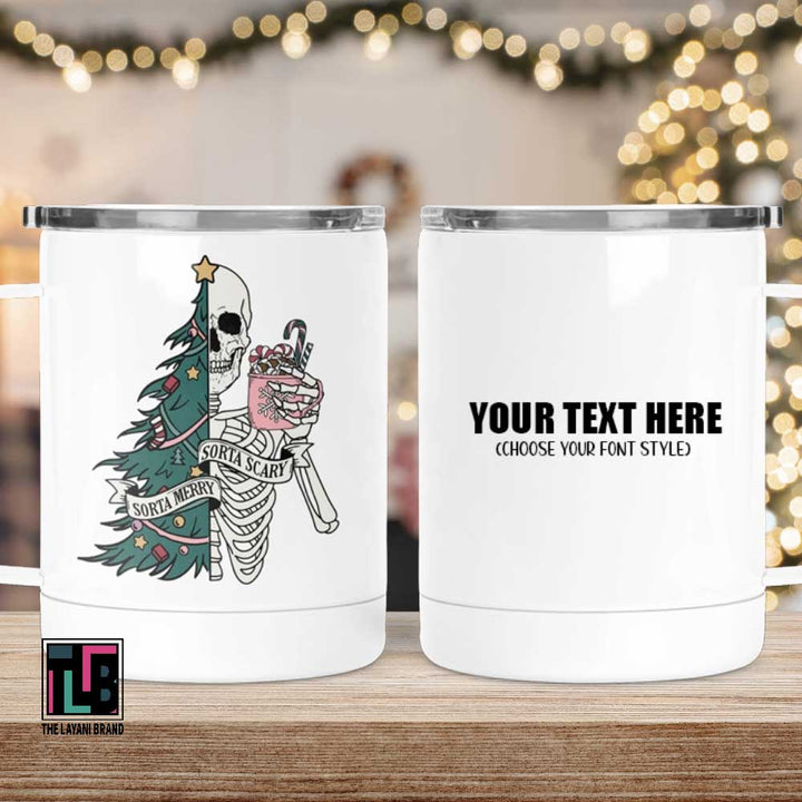 Sorta Merry Sorta Scary Christmas Tree Skeleton Holiday Mug