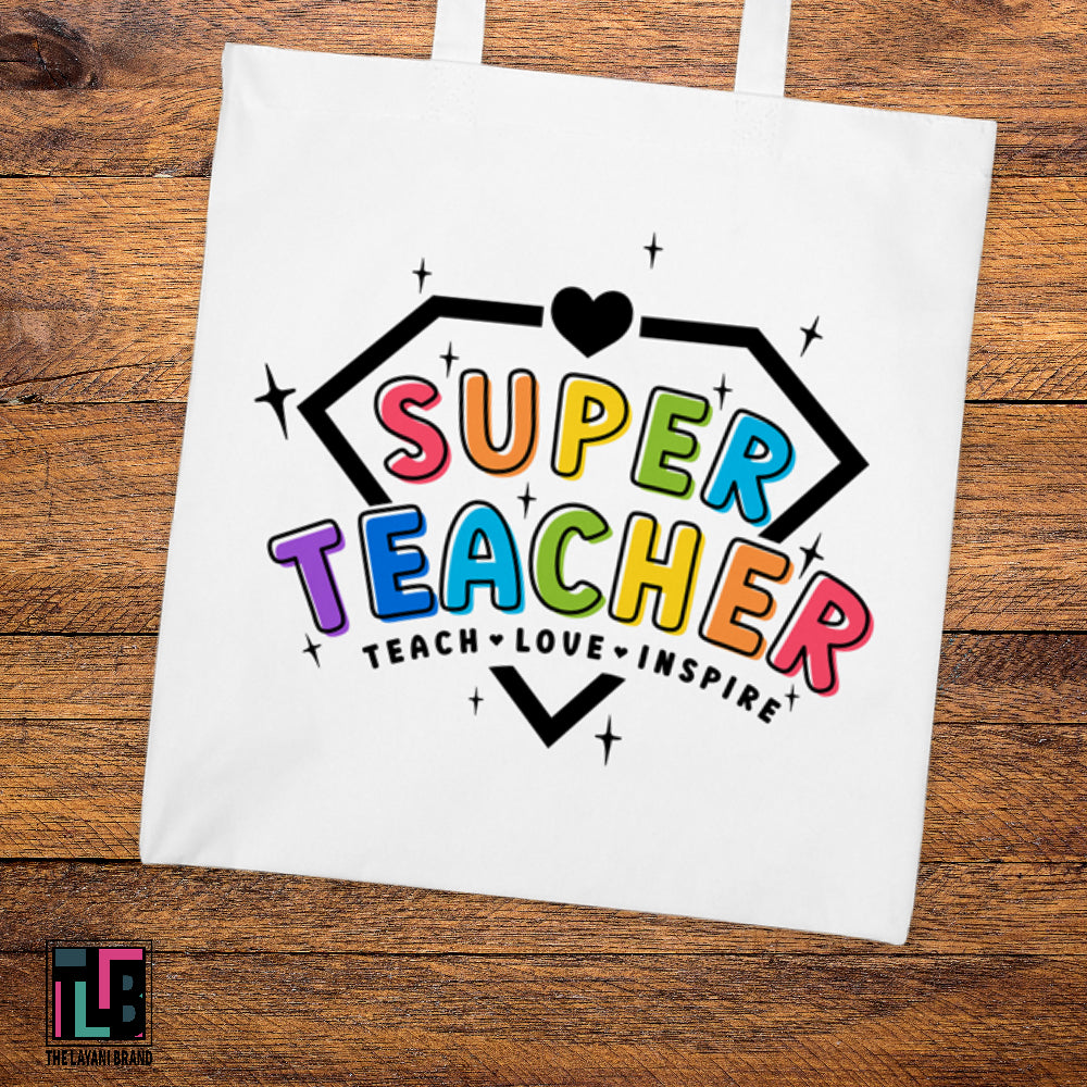 Super Teacher Teach Love Inspire Tote Bag