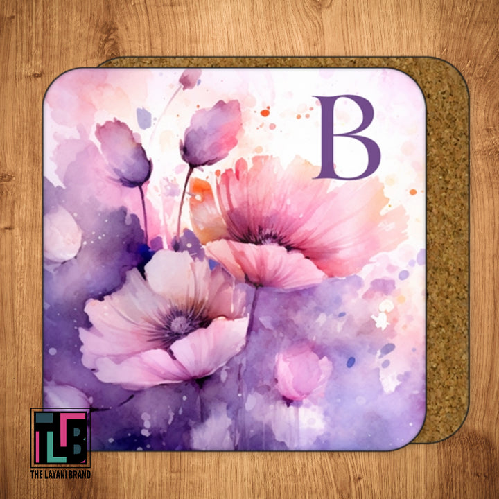 Watercolor Purple And Pink Flowers Coasters