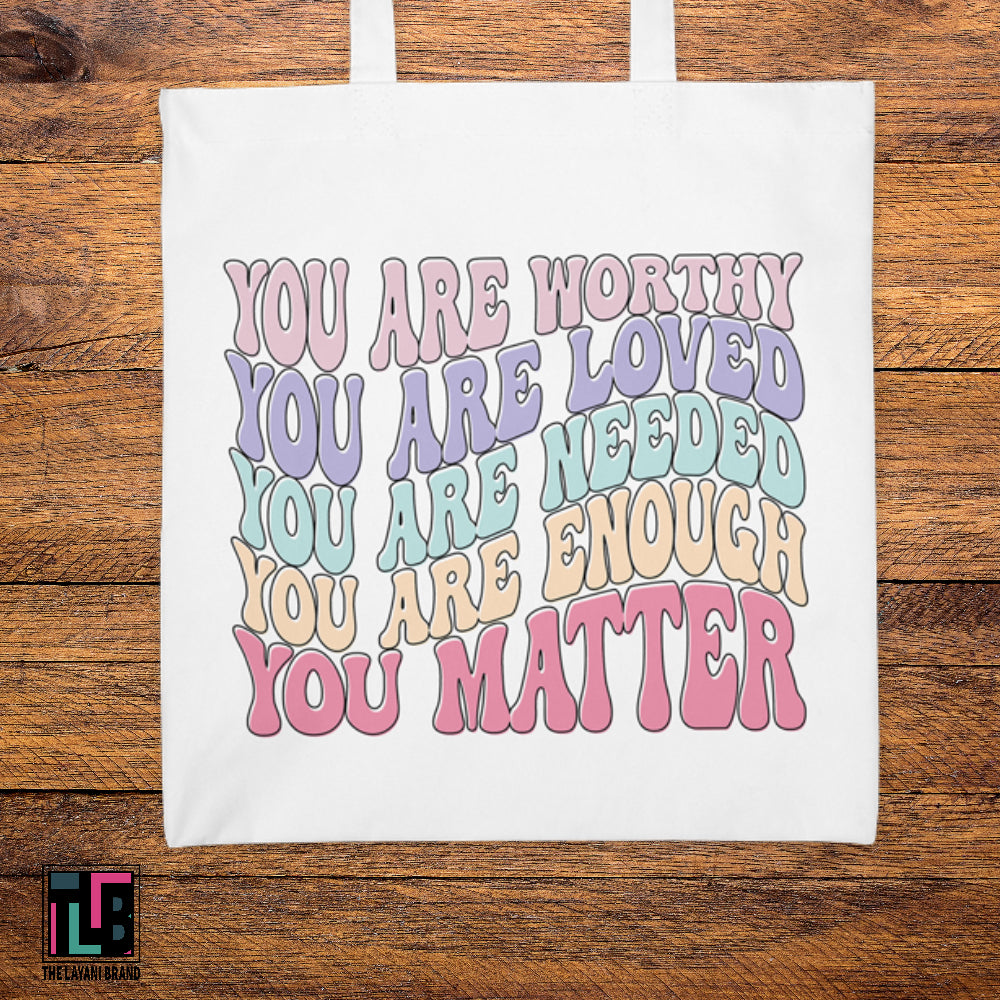 You Are Worthy You Are Loved Retro Wavy Tote Bag