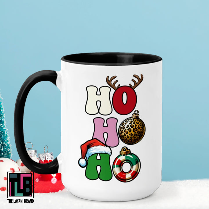 Ho Ho Ho Animal Print Ornament Ceramic Mug