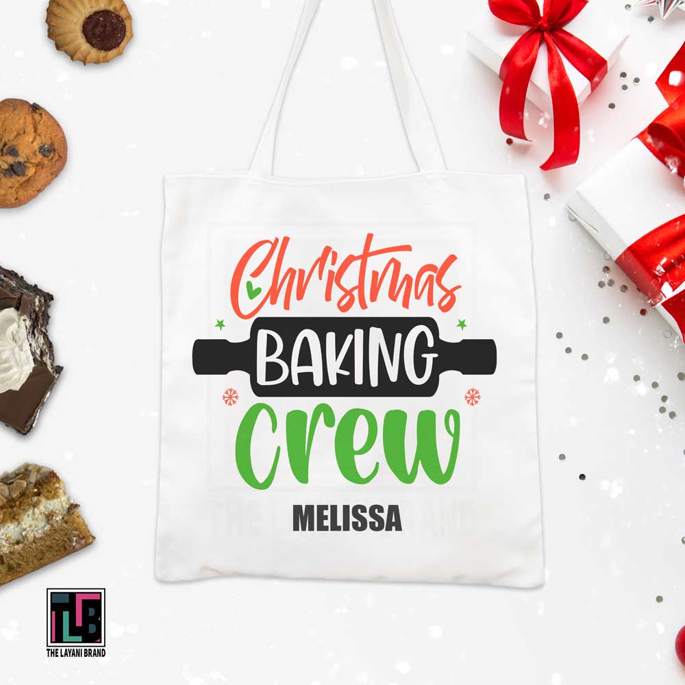 Christmas Baking Crew Holiday Personalized Tote Bag