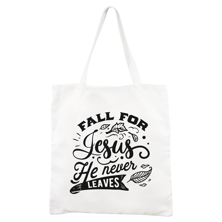 Fall For Jesus White Canvas Tote Bag