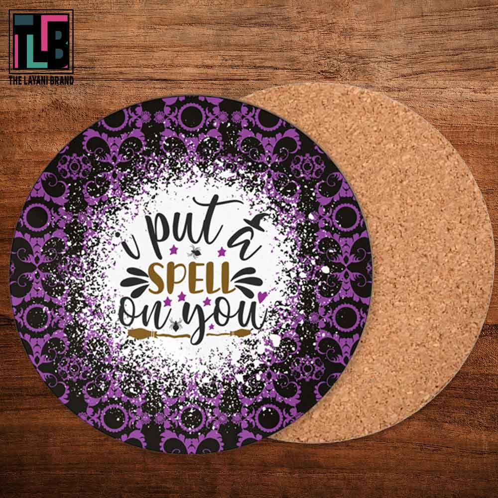 I Put a Spell On You Round Hardboard Coasters