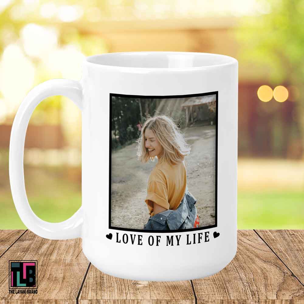 Love Of My Life Black Frame Photo 15 Ounce Ceramic Mug