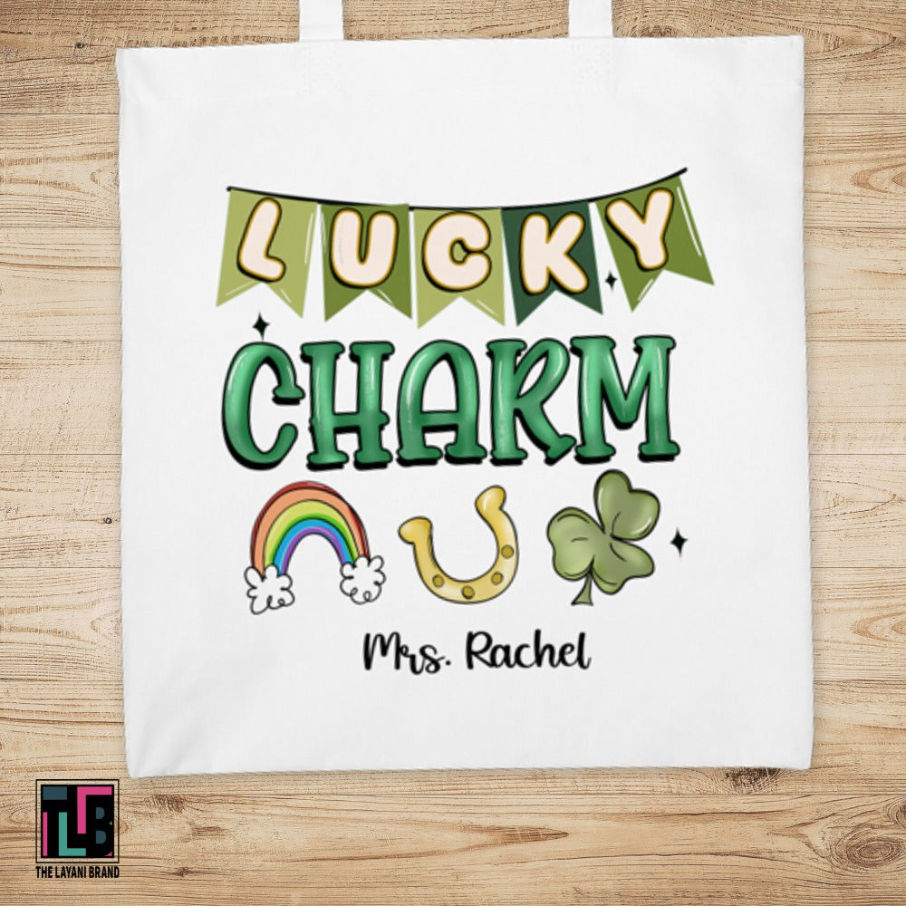 Lucky Charm Rainbow Horseshoe Clover Tote Bag