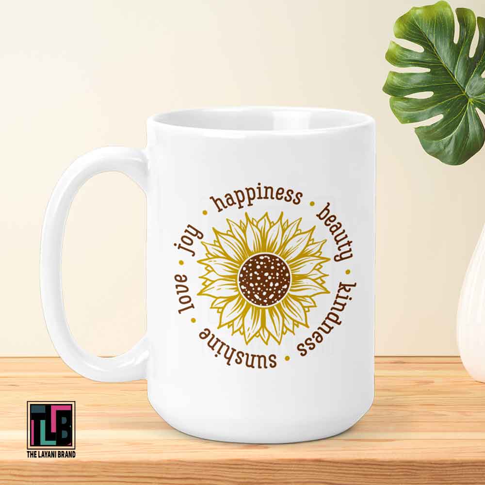 Motivational Words Sunflower Ceramic Mug