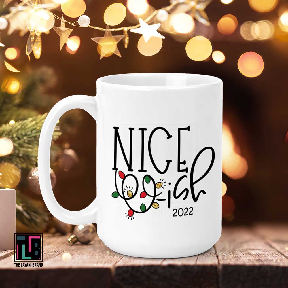 Nice-Ish Lights Holiday Ceramic Mug