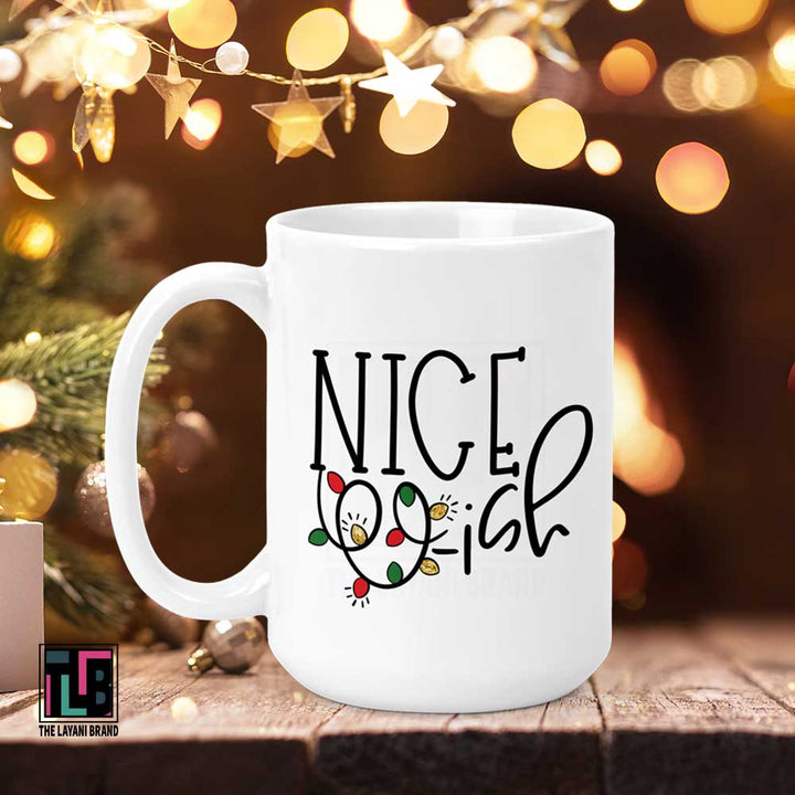 Nice-Ish Lights Holiday Ceramic Mug