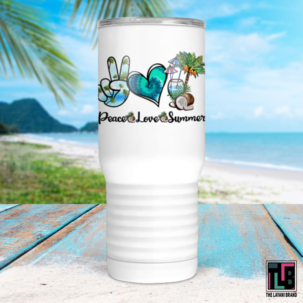 Peace Love Summer Tropical Coconut Tumbler