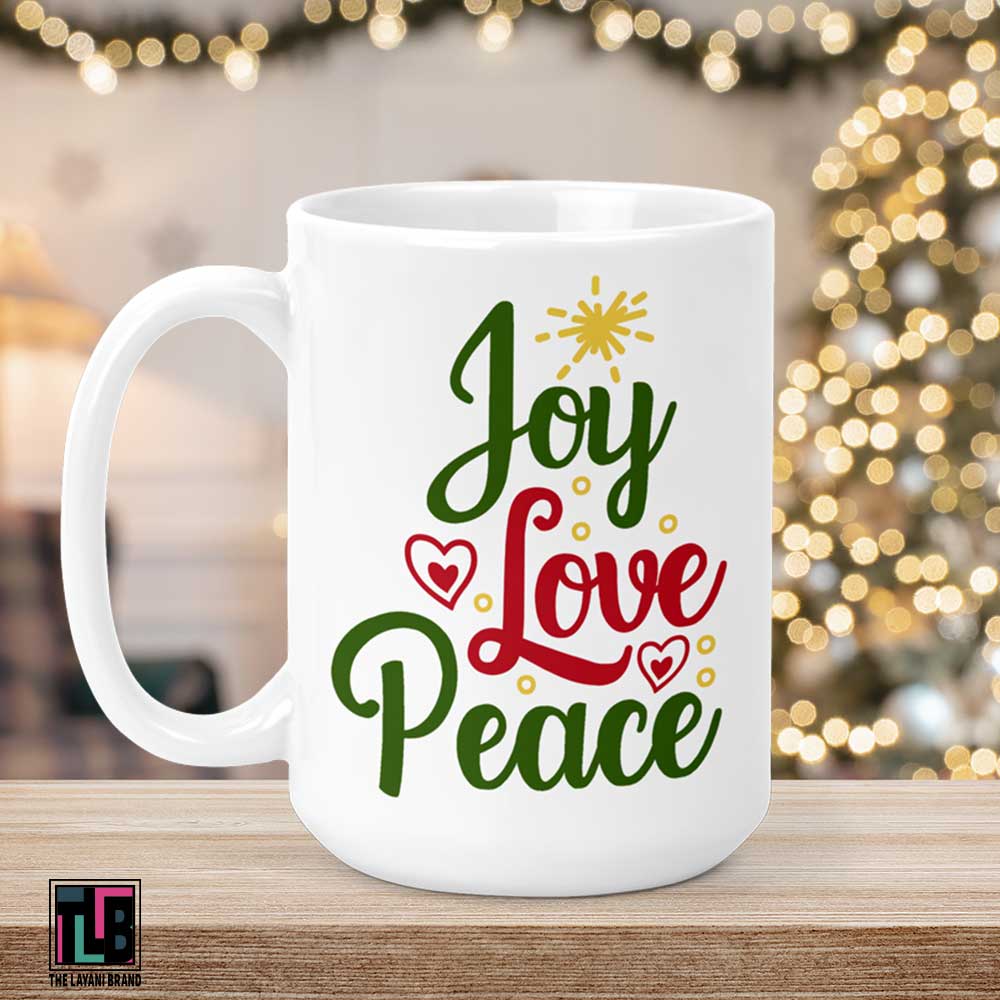 Joy Love Peace Holiday Ceramic Mug